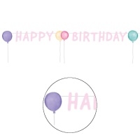 Guirnalda de Happy Birthday rosa con globos de 1,50 m