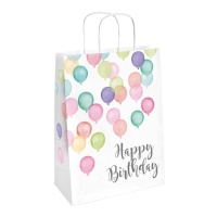 Bolsa de regalo Happy Bday de globos de 21,5 X 13 cm - 2 unidades