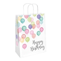 Bolsa regalo de 21,5 X 13 cm de Happy Bday de globos - 2 unidades