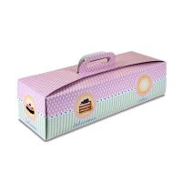 Caja para tarta rectangular decorada de 45,5 x 14 x 10 cm - Sweetkolor