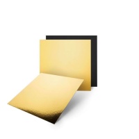 Base para pastelito de 12,5 x 12,5 x 0,3 cm dorada y negra cuadrada - Pastkolor - 1 unidad