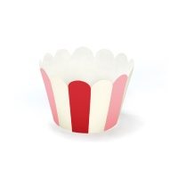 Wrappers para cupcakes blanco, rosa y rojo - 6 unidades