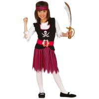 Disfraz de pirata rosa a rayas para niña