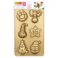 Molde de figuras navideñas de silicona de 29,5 x 17,5 cm - Scrapcooking - 6 cavidades