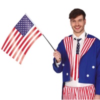 Bandera americana con palo de 35 x 45 cm