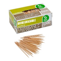 Palillos de madera redondos con envase de plástico individual - 1000 unidades