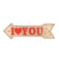 Flecha de madera Love You con colgador de 53 x 15,5 cm