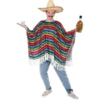 Poncho mexicano multicolor para adulto