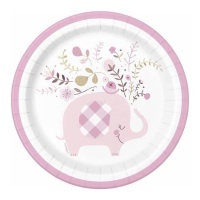 Platos Pink Elephant Floral de 18 cm - 8 unidades