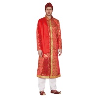 Disfraz de hindú rojo y dorado para hombre