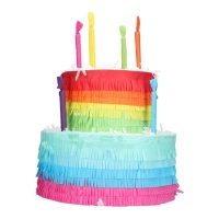 Piñata de tarta 3D de arcoíris de 25 x 23 cm