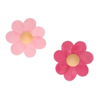 Obleas de flores de violetas rosa y fucsia de 5,5 cm - FunCakes - 8 unidades