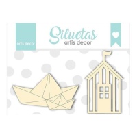 Chipboard de Casita playa y Barquitos - Artis decor - 2 unidades