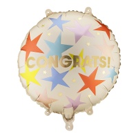 Globo de Congrats con estrellas de colores de 35 cm