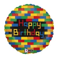 Globo de Happy Birthday de bloque de colores de 46 cm - Grabo
