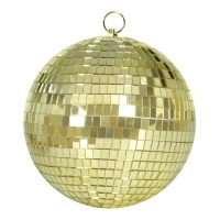 Bola de discoteca efecto espejo dorada de 20 cm