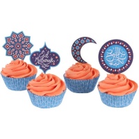 Cápsulas para cupcakes con picks de Eid Mubarak - 24 unidades