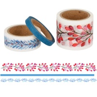 Washi tape bayas y plantas azules - 3 unidades