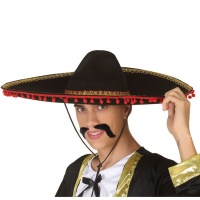 Sombrero mejicano negro con detalles de colores