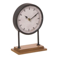 Reloj de mesa vintage con base de madera - DCasa
