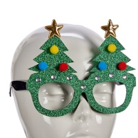 Gafas de árboles navideños con perlas