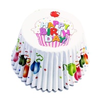Cápsulas para cupcakes de globos Happy Birthday - PME - 30 unidades
