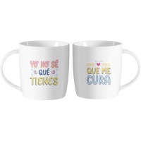 Taza de 350 ml Yo no sé qué tienes que me cura - 2 unidades