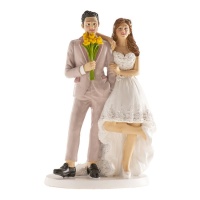 Figura para tarta de boda de novios en pose graciosa de 16 cm