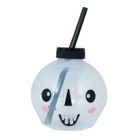 Vaso de calavera con pajita con led de 17 cm - 1 unidad