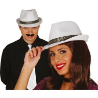 Sombrero gánster blanco con cenefa