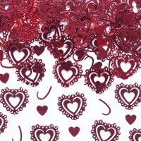 Confetti de corazones rojos con encaje de 15 g