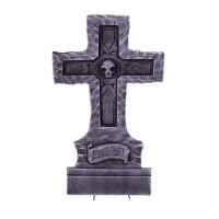 Lápida de cruz de cementerio con calavera de 61 cm