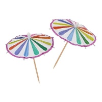 Pick de colores con forma de sombrilla multicolor - 10 unidades