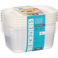 Tupper de 1000 ml de plástico rectangular - 5 unidades