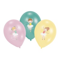 Globos de látex de Bailarinas de 27,5 cm - 6 unidades