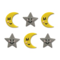 Figuras de azúcar de estrellas y lunas - Creative Party - 6 unidades
