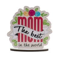 Topper para tarta con mensaje The Best Mom in the World - Dekora