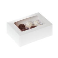 Caja para 12 mini cupcakes blanca de 22,9 x 16,5 x 9 cm - House of Marie - 2 unidades