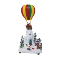 Decoración navideña de paisaje y Papá Noel en globo con luz y sonido de 17 x 35 cm