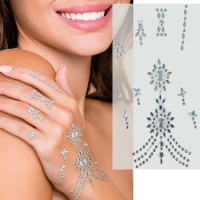 Joyas adhesivas para la mano de brillantes plateados