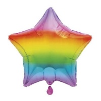 Globo de estrella metalizado arcoiris de 45,7 cm - Unique