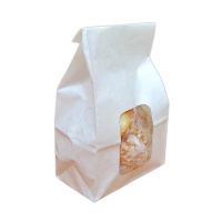 Bolsa de papel blanca con ventana para bollería de 22,5 x 12,5 x 7,5 cm - Sweetkolor - 10 unidades