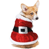 Disfraz para perro de Papá Noel con lentejuelas