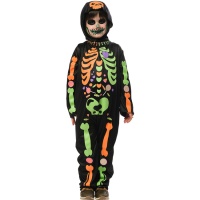 Disfraz de esqueleto con chuches colorido infantil