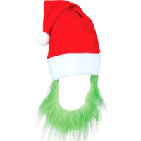 Gorro con barba de monstruo verde de Navidad