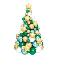 Guirnalda de globos de árbol de Navidad con estrellas - 121 piezas