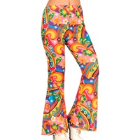 Pantalon de años 60 hippie flores para mujer