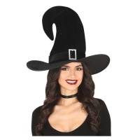 Sombrero de brujo negro con hebilla para adulta