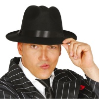 Sombrero de gángster negro - 54 cm