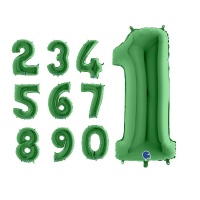 Globo de número verde metálizado de 90 cm - Grabo